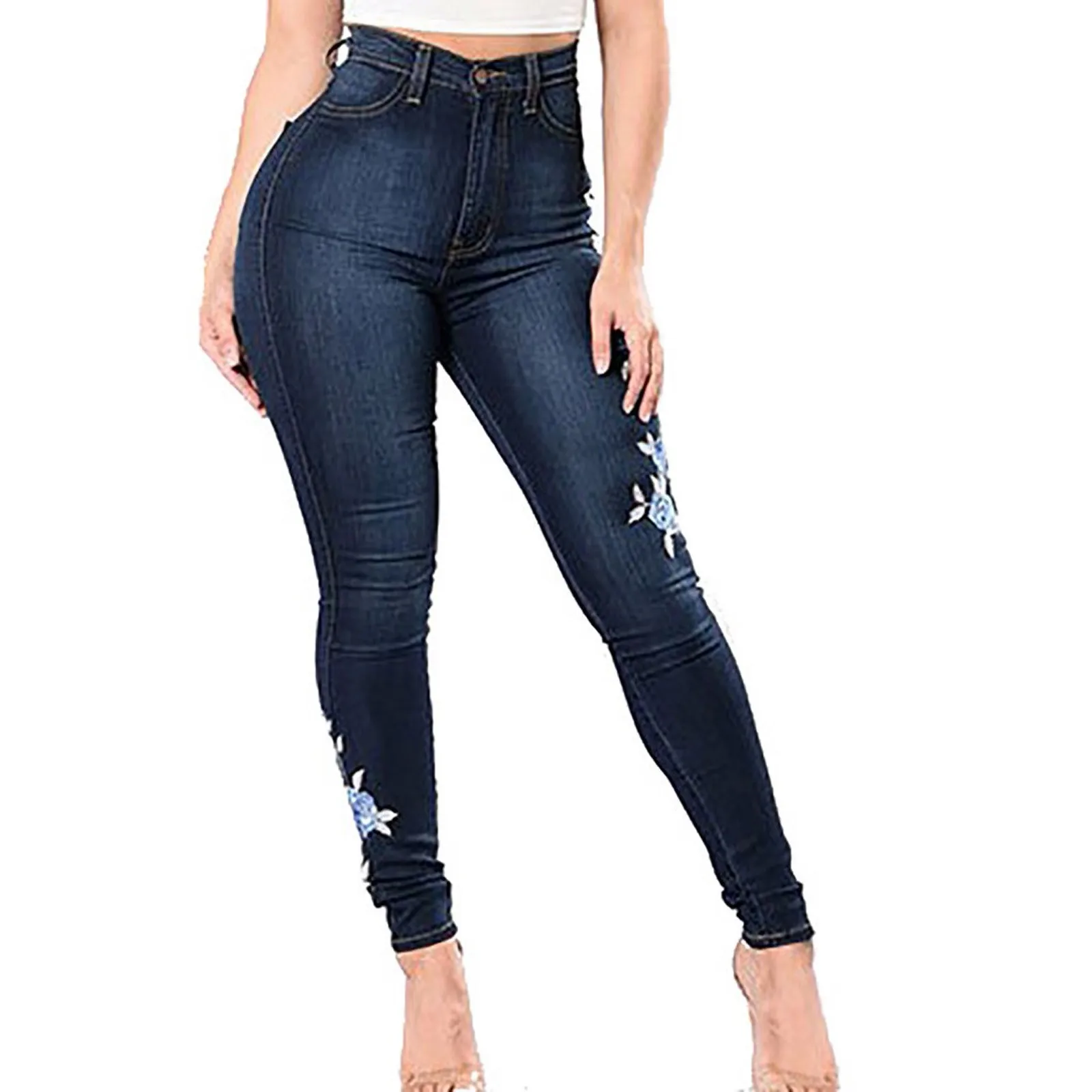 

2021 Fashion Women Stretch Jeans Female Mid Waist Stretch Slim Sexy Pencil Pants pantalones de mujer