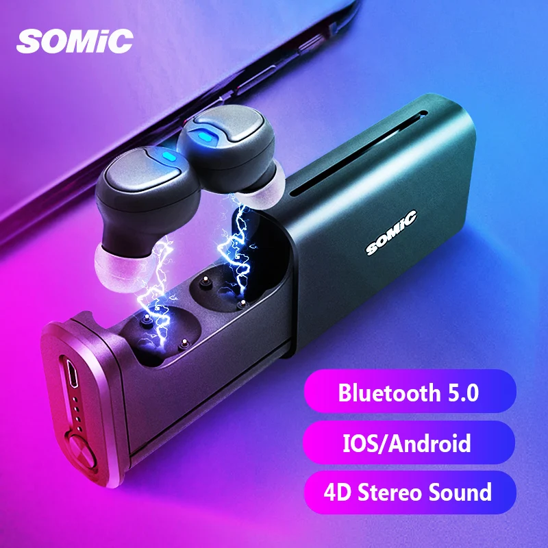 TWS наушники SOMiC W20 с поддержкой Bluetooth 5 0 и функцией шумоподавления 450 мА ч|Наушники