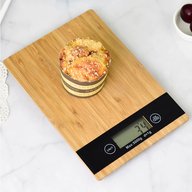 Кухонные весы с зернистой текстурой древесины светодиодный цифровой дисплей