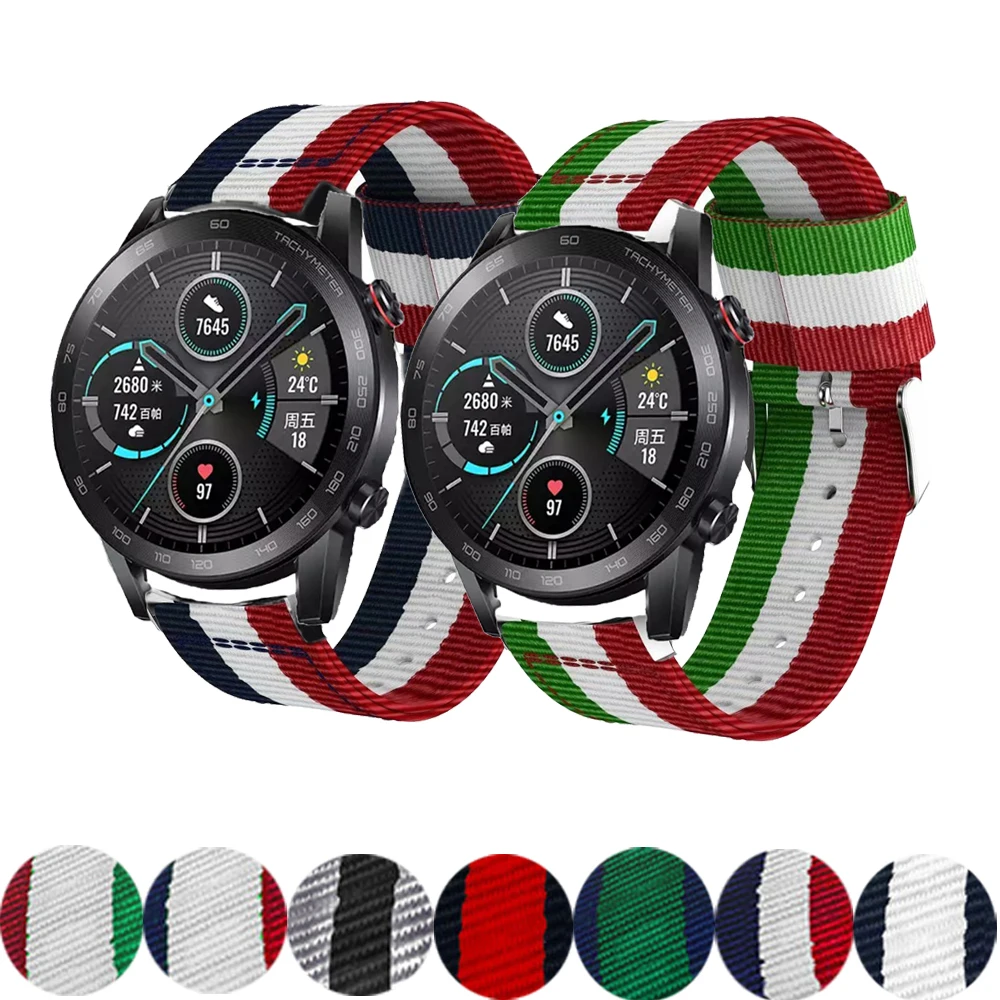 

Ремешок нейлоновый 22 мм для Huawei Magic GT/GT2 46, Спортивная петля для huami Amazfit Stratos 3/2/2S, быстрая установка, спортивные аксессуары