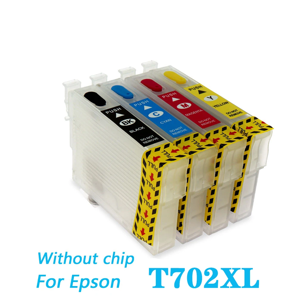 

For Epson T702 T702XL refillable ink cartridge for Epson Workforce Pro WF-3720 WF-3733 WF-3730 refill Printer cartridge No Chip
