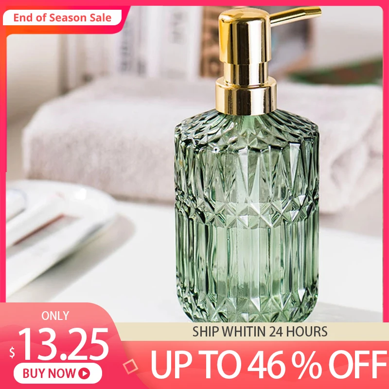 

390ml Soap Dispenser Chic Glass Refill Empty Bottle Home Hotel Bathroom Conditioner Hand Soap Shampoo Bottle Detergent Container