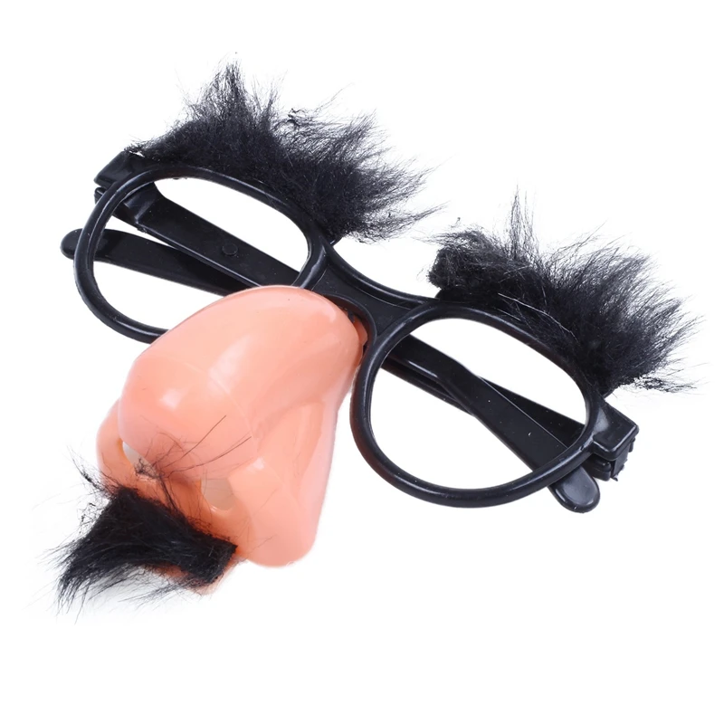 Коралловый клоун Розовый нос и черные усы круглые очки |