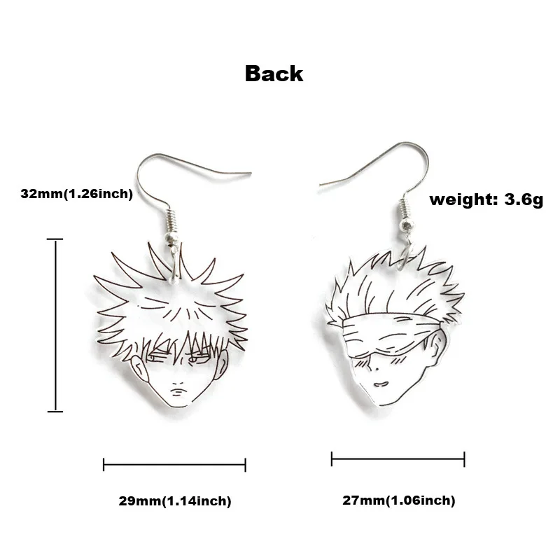 

KUGUYS Jujutsu Kaisen Black White Black Head Portrait Drop Earrings for Girls Womens Trendy Jewelry Fashion Printing Accessories