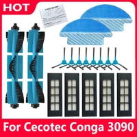roller brush hepa filter side brush water tank filter parts for cecotec conga 3090 vacuum cleaner mop pad cloth accessories