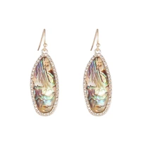 e6997 zwpon fashion oval earrings crystal faceted resin abalone earrings for women brand designer boutique statement earrings