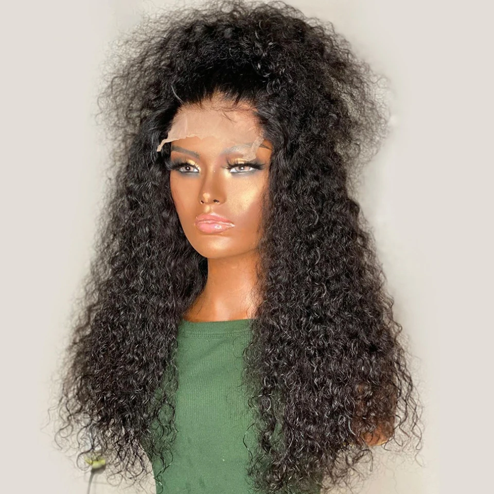 Плотность 180% длинные вьющиеся парики 26 дюймов бесклеевые на сетке спереди для