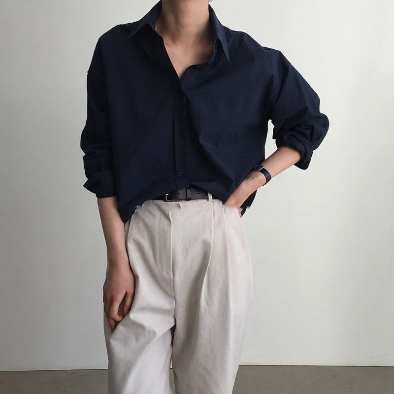 Женские офисные рубашки Sungtin белые синие повседневные шикарные винтажные