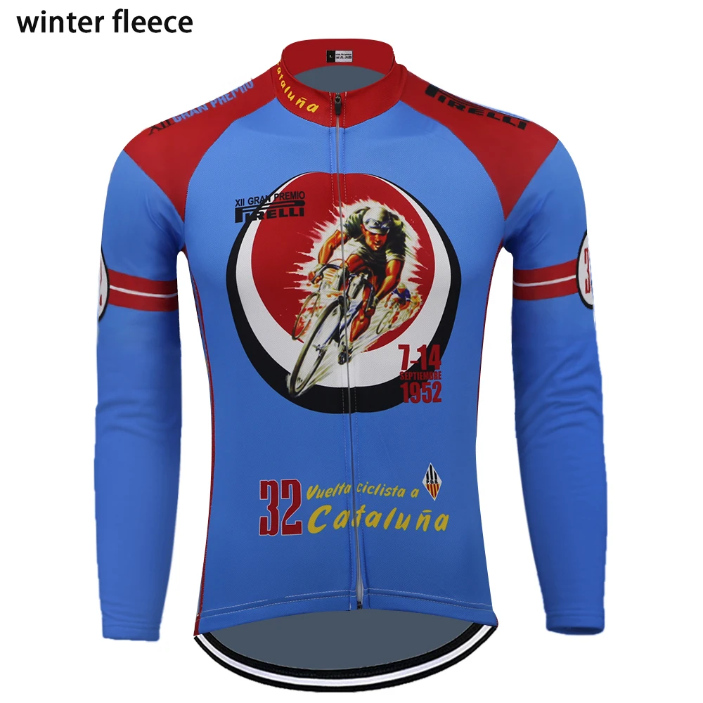 long sleeve 1952 Ретро Джерси для велоспорта с длинными рукавами, зимняя флисовая одежда без флиса для велоспорта, одежда для велоспорта, ветрозащитная одежда для горного велосипеда - Цвет: long sleeve