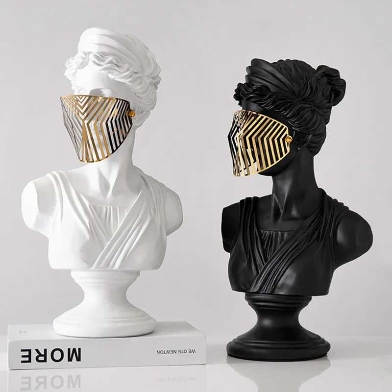 

European Art Portrait Statue Fashion Creative Arts Mask Sculpture Living Room Abstract Character Decoration Home Decor Accessory
