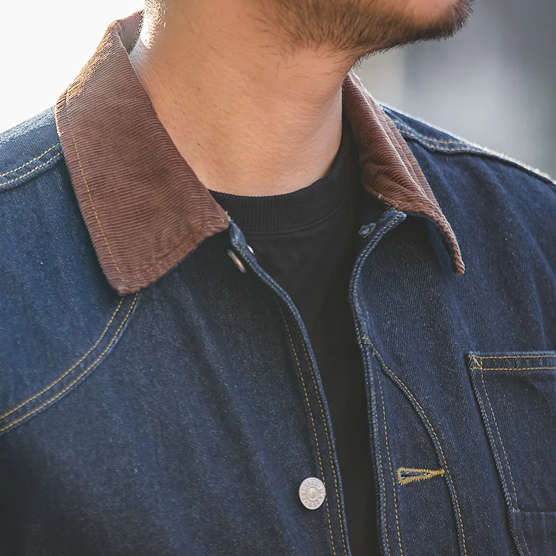 Мужская винтажная джинсовая куртка с несколькими карманами 13 5 унций|Мужские