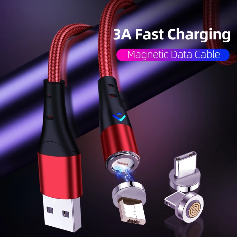 SUNPHG 3 в 1 Магнитный кабель Type C для iPhone Lightning 3A быстрой зарядки Micro USB Для Huawei Samsung