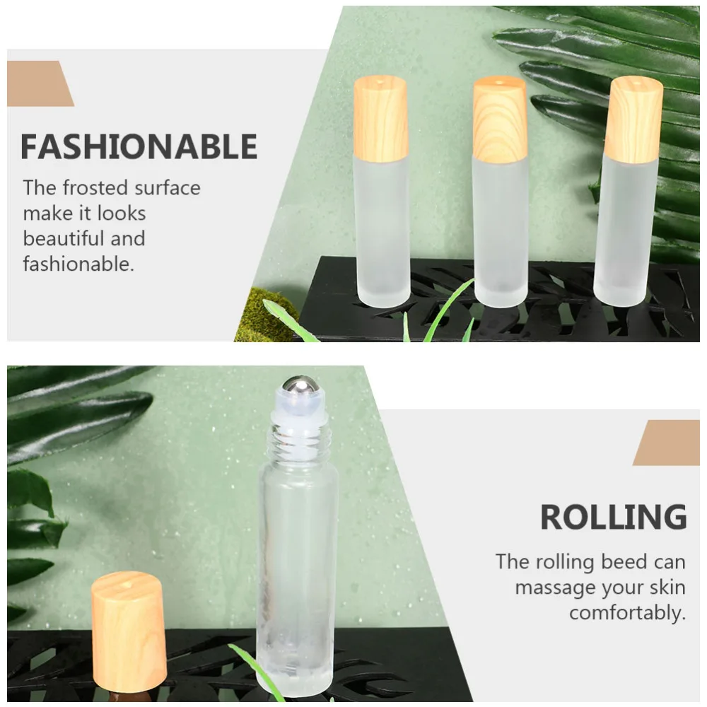 

12pcs 10ml Glass Roll-on Bottle Beads Portable Essential Oil Bottle for Travel