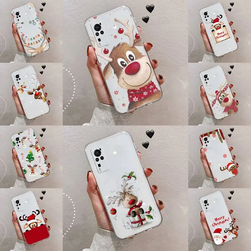 

Elk snow Christmas New Year gifts Phone Case Transparent For VIVO NEX V Z Y X 17 15 11 9 S MAX PRO X 20SE Soft TPU Mobile bags