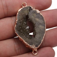 natural gray stone charms pendants double hole connectors for jewelry making diy necklace jewelry accessories