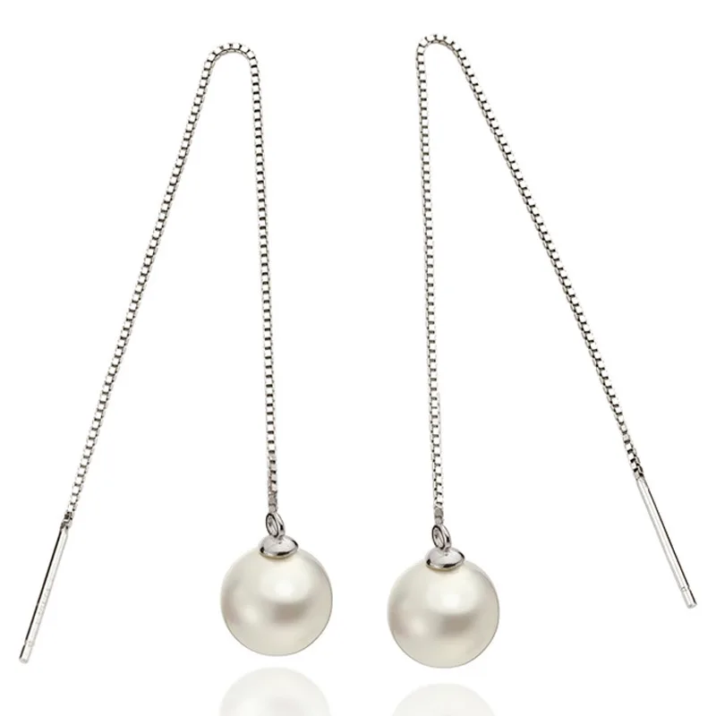 925 пробы серебряные серьги натуральный жемчуг длинные с кисточками модные