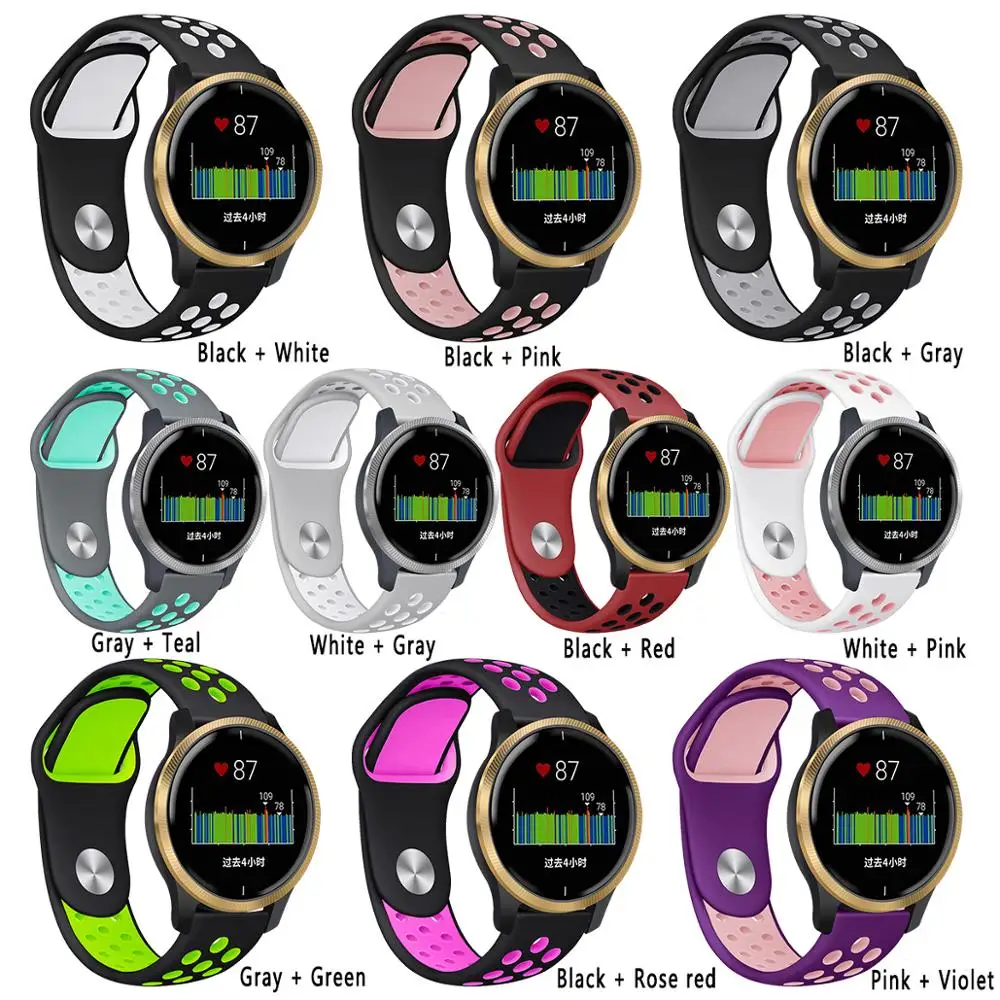 

Дышащий моющийся сменный силиконовый ремешок 20 мм для смарт-часов Garmin benz, спортивный ремешок для часов Vivomove HR, браслет