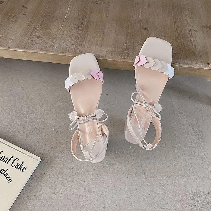 

Fashion Womens Shoes 2021 Med Outside Sandals Strappy Heels Open Toe Suit Female Beige Luxury Medium Comfort Girls High Buckle