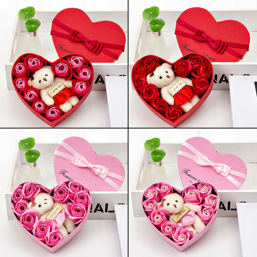 

10pcs Heart Scented Bath Body Petal Rose Flower Soap Wedding Decoration Gift Best Convenient Gift Box Home Daily Necessities