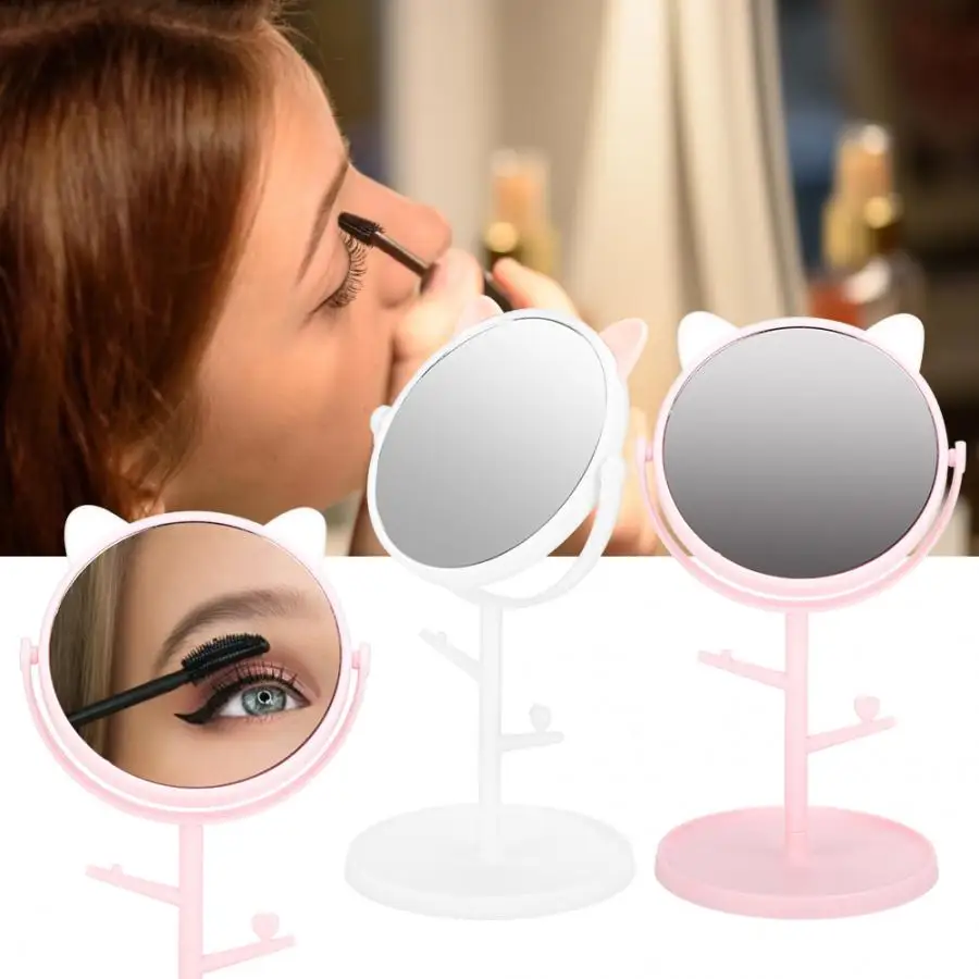 Зеркало для макияжа модное милое настольное зеркало домашнее вращающееся