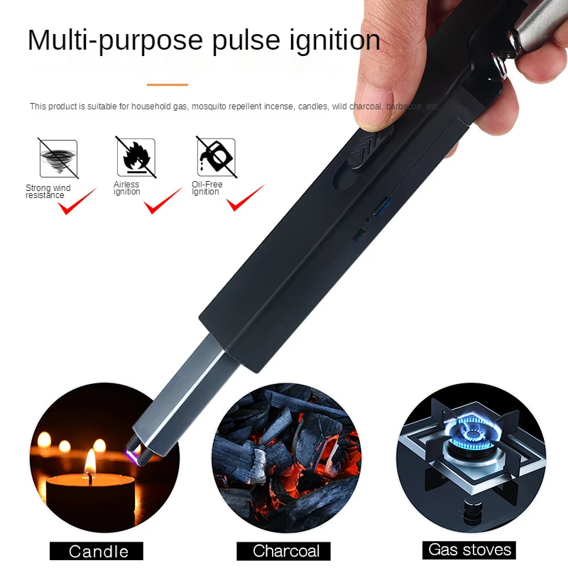 

Multifunctional USB Rechargeable Ignition Gun New Creative Metal BBQ Kitchen User Outdoor Barbecue Camping Pulse Arc Lighters