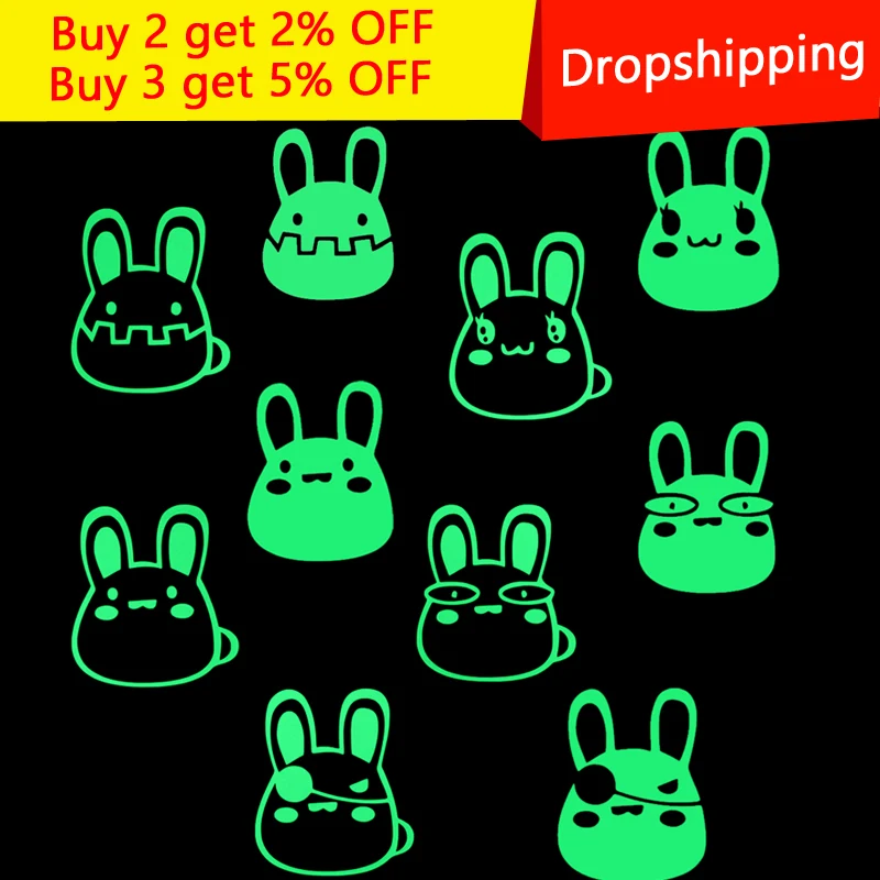 Мультяшный DIY милый кролик животное светящийся Переключатель наклейка светится