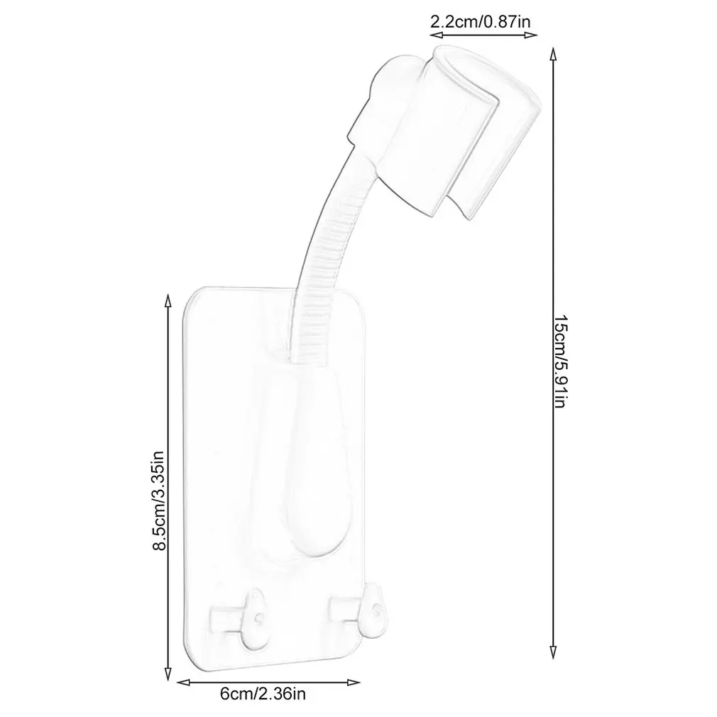 

360 Shower Head Holder Adjustable Self-Adhesive Showerhead Bracket Wall Mount With 2 Hooks Stand SPA Bathroom Universal ABS 1pc