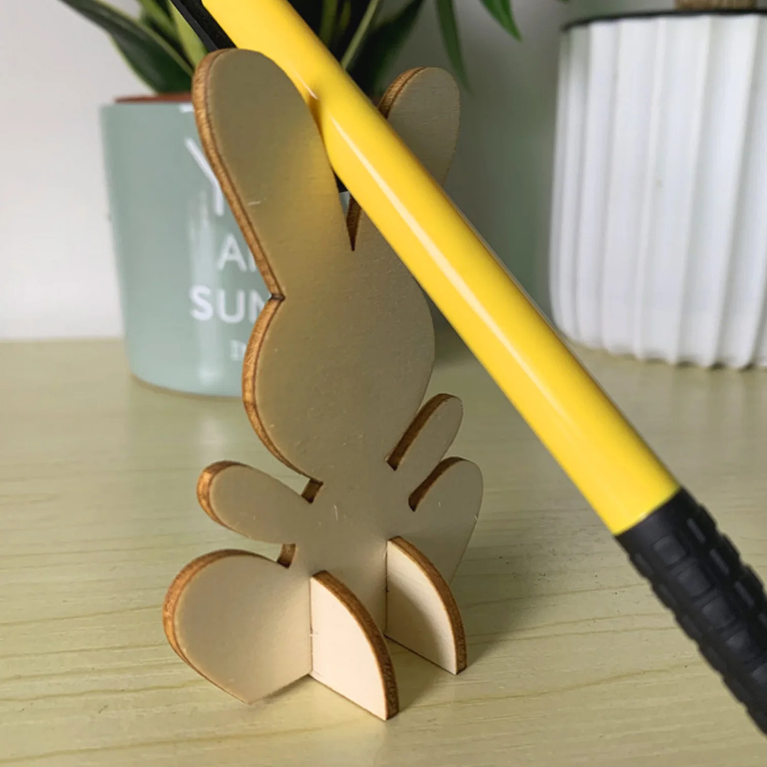 Behogar 10 шт. DIY Пасхальный кролик 3D Деревянный с вырезами орнамент украшения для