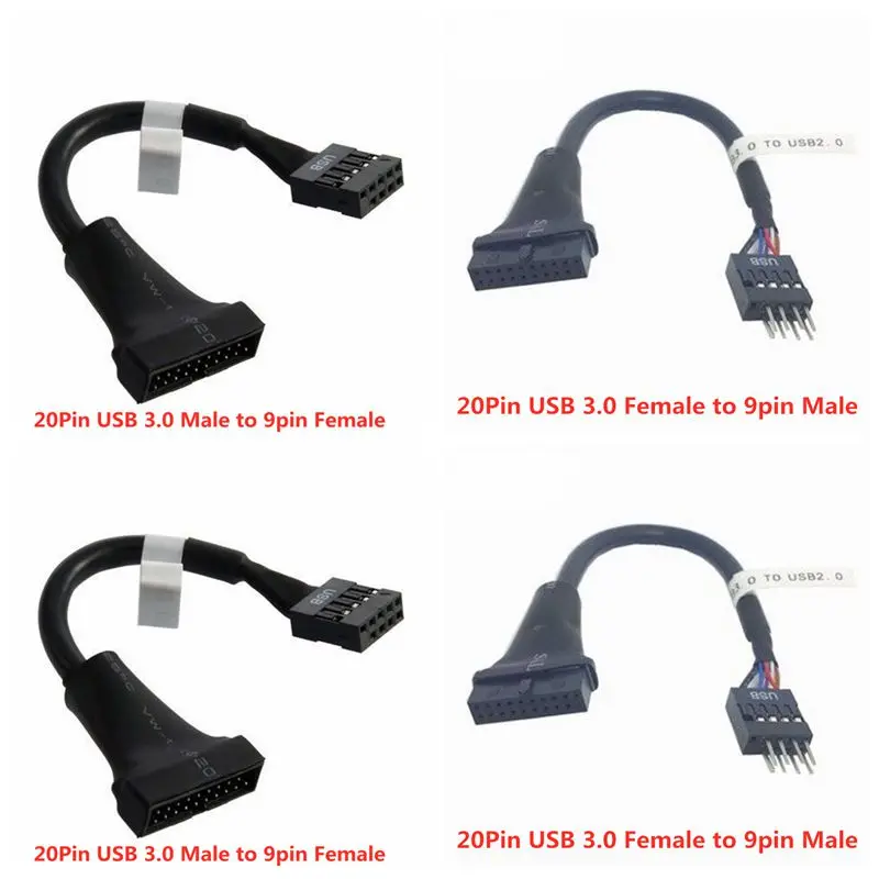 Адаптер для материнской платы 19/20 Pin USB 3 0 мама-9 2 папа 13 см | Компьютеры и офис