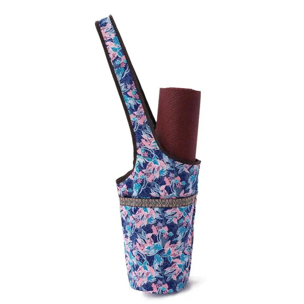 Холщовая Сумка для йоги с цветочным принтом мульти карманная сумка на молнии