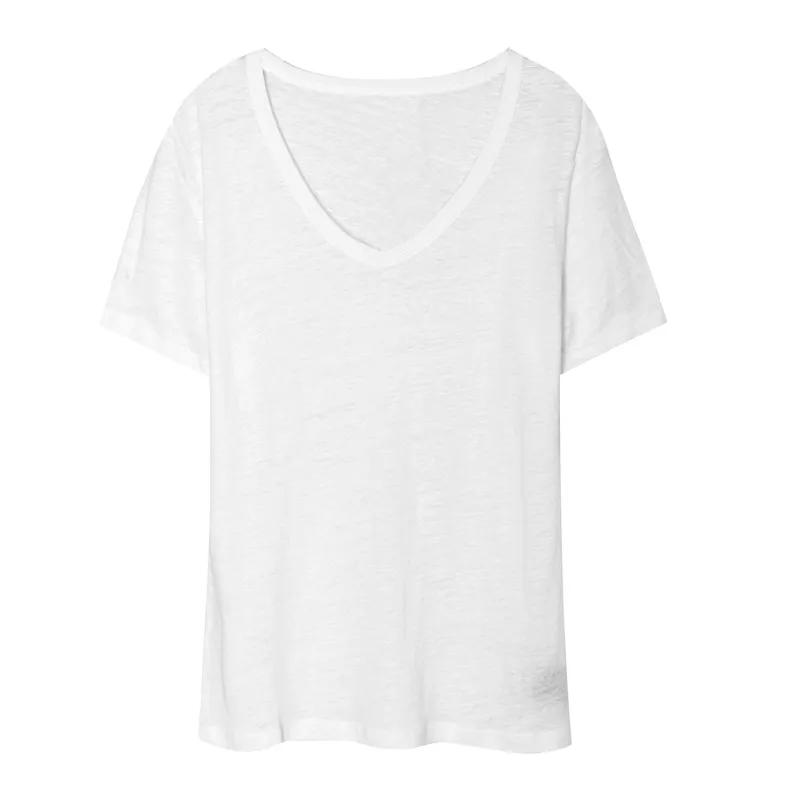 

Women Summer White Slim V-Neck T-Shirt Ladies Fashion England Style Solid Color Plus Size Tees Female Brand Casual Tops ZM366