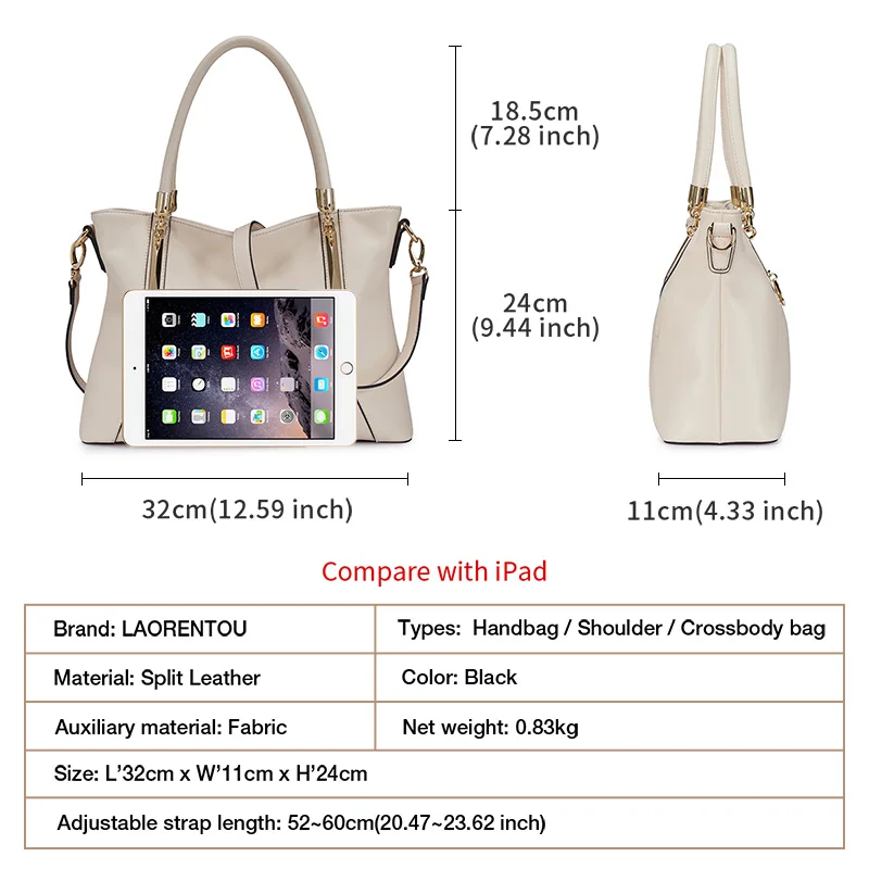 Женские сумки из яловой кожи LAORENTOU Повседневная Дамская сумка через плечо