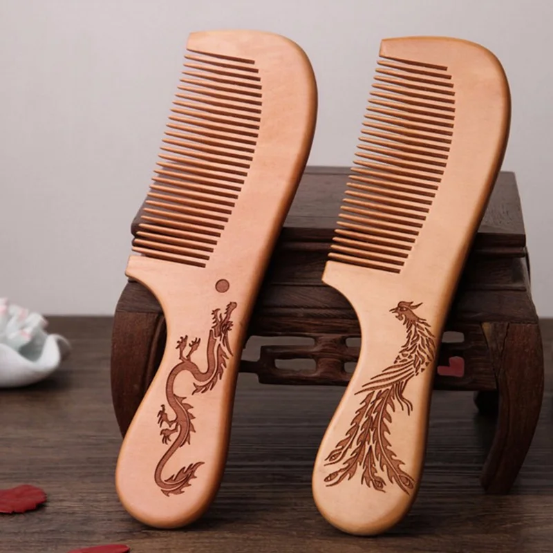 Китайские элементы дракон феникс гравировка персиковое дерево полезный массаж