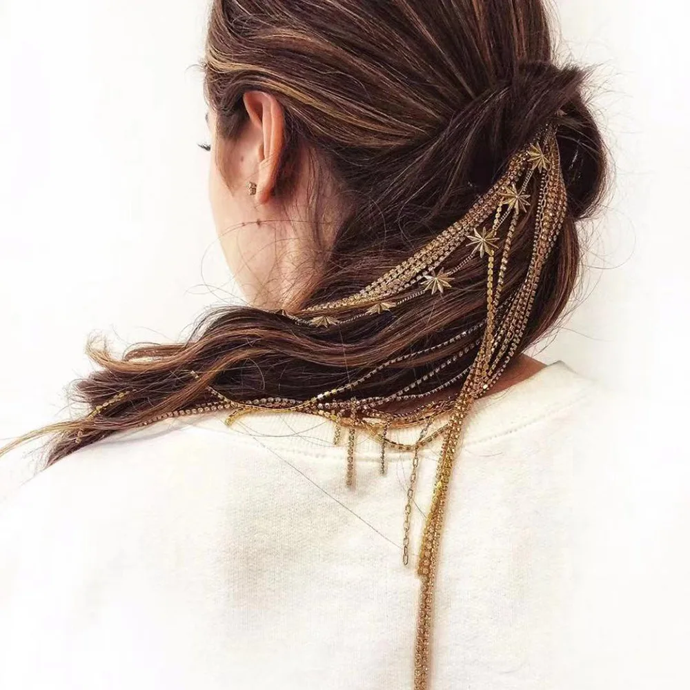 Fashion Multicolor Crystal Tassel Female Horsetail Combs For Women Long CZ Imitation Pearl Ponytail Braid Hair Comb Accessories | Украшения