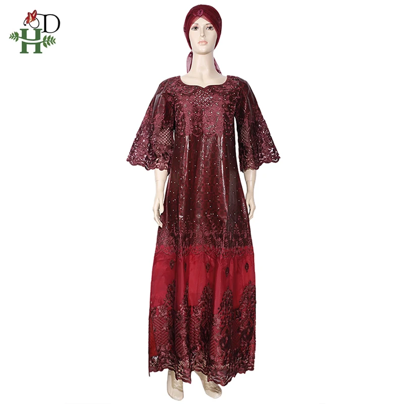 H & D африканские кружевные платья для женщин Bazin богатые вышивки Gele Headtie Южная
