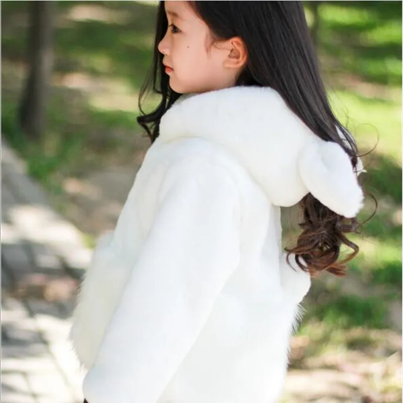 Winter New Children's Cotton Faux Fur Coat Korean Boys And Girls Baby Rabbit Ears Hooded Imitation Long Overcoat | Детская одежда и
