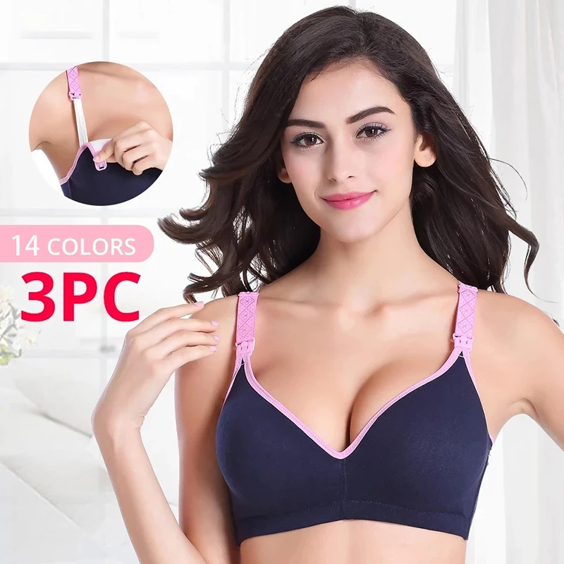 

3 Pcs Maternity Nursing Bras Breastfeeding Pregnant Women Cotton Sleep Underwear Pregnancy Bra Lactation Without Bones Clothing