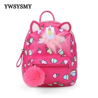 mini small backpack leather children school bags cute cartoon unicorn girls backpack kindergarten preschool backpack for kids