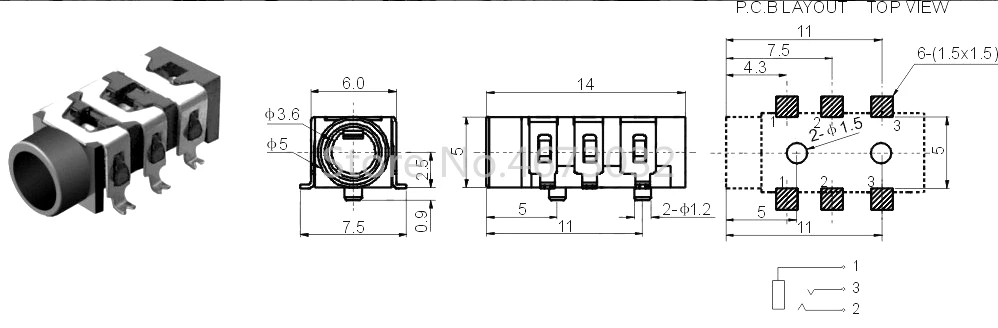 100 шт. PJ-313 3 5 мм разъем встроенный 5pinblack для наушников аудио PJ313 футов |