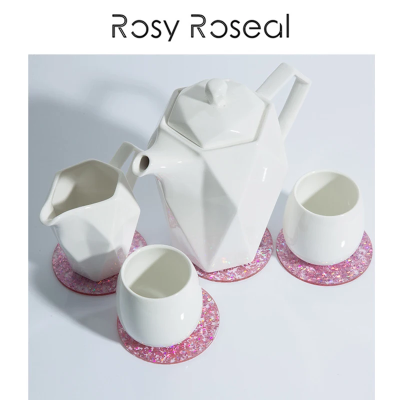 

Crystal Acrylic Round Star Coaster Non-slip Insulation Table Mat Coffee Cup Coaster Creative Gift Desktop Decoration