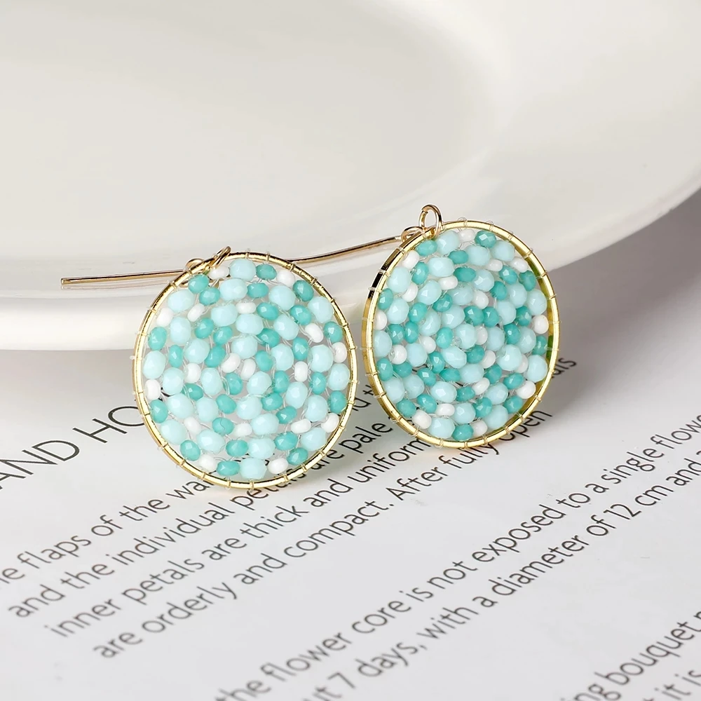 Чешские бусины в виде риса Серьги Ручной Красочные акриловые стеклянная бусина с