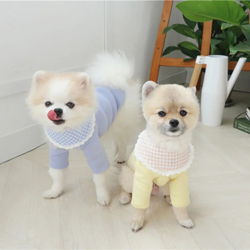 Lace Collar Pet Dog Clothes Summer Thin Knitted Bottoming Shirt For Small Medium Puppy Yorkshire Outdoor Hoodie | Дом и сад