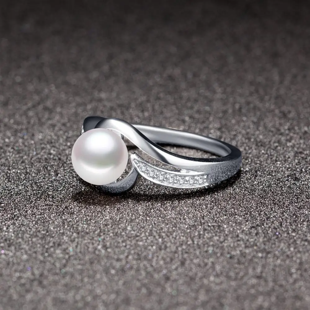 

925 Sterling Sliver Ring With White Pearl Luxury Classic Fine Jewelry For Women Engagement Ring