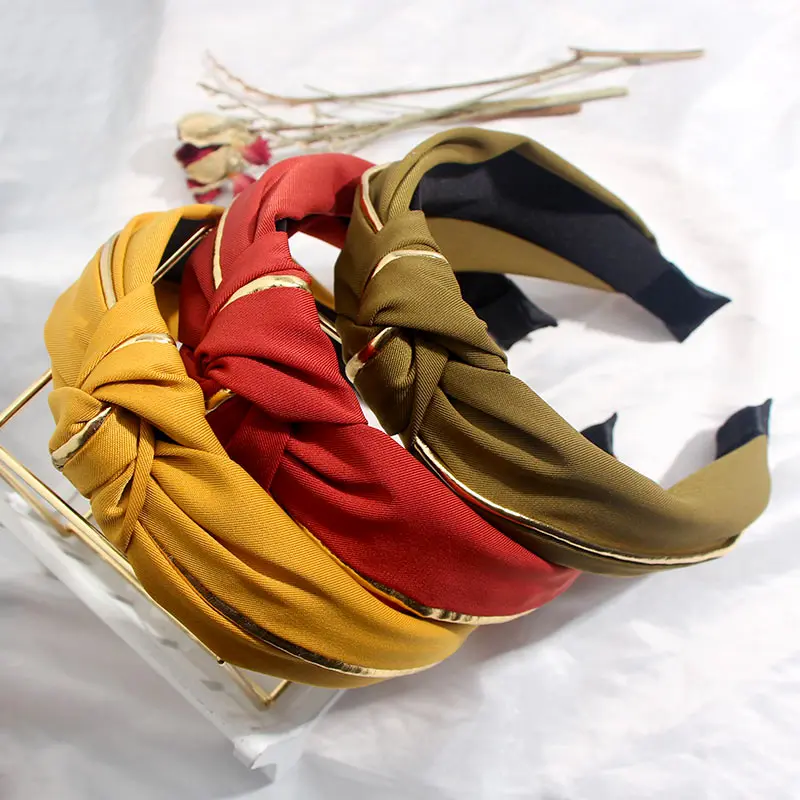 Женский однотонный обруч для волос JJFOUCS ободок с золотистым ободком в Корейском