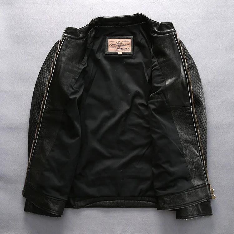

Autumn Genuine Spring Cowhide Leather Coat Motorcycle Real Leather Jackets Cow Leather Jacket Men
