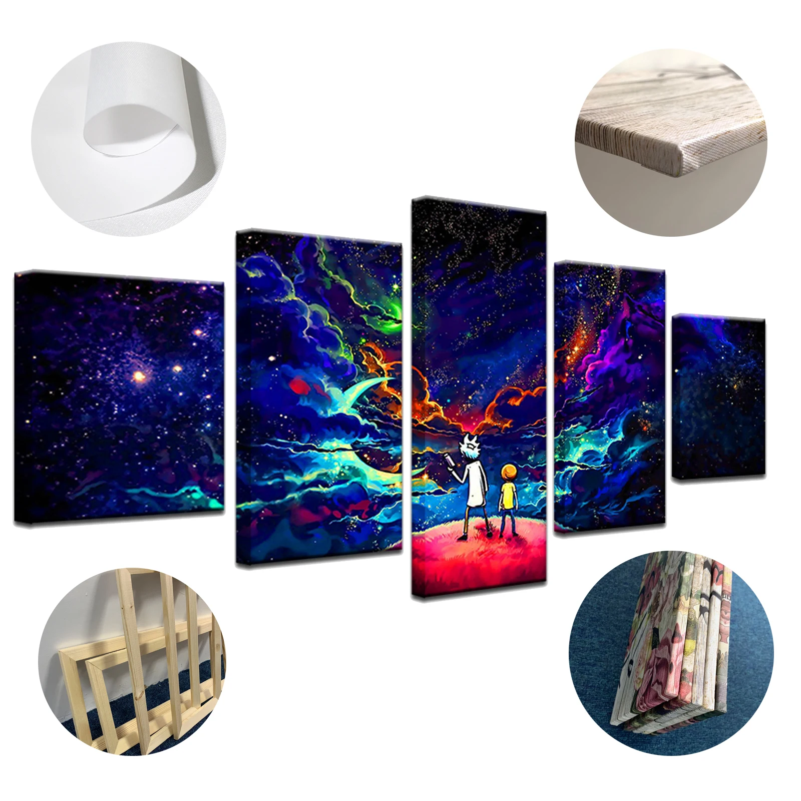 

Canvas Pictures Home Decor 5 Piece Walking Elephant Sunset Africa Grassland Scenery Painting Prints Poster Living Room Wall Art