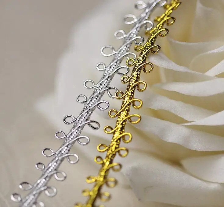 5 метров вязаная крючком Серебряная Золотая кружевная обрезная Лента Сделай Сам