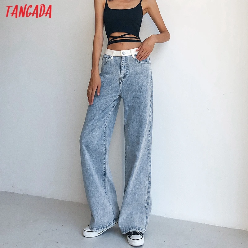 

Женские джинсовые брюки Tangada с широкими штанинами, длинные брюки с карманами и пуговицами, модель PP07, 2021