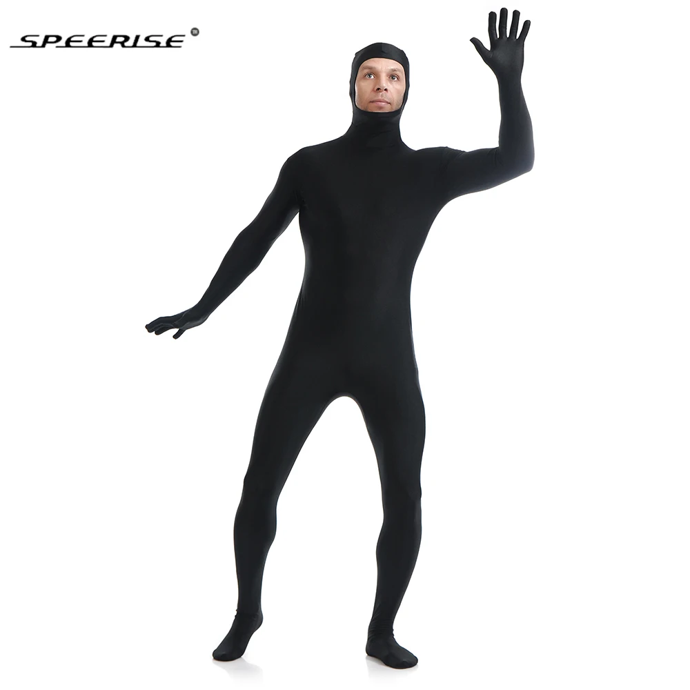 Костюм зентай с открытым лицом для взрослых Мужской цельный нейлоновый костюм из