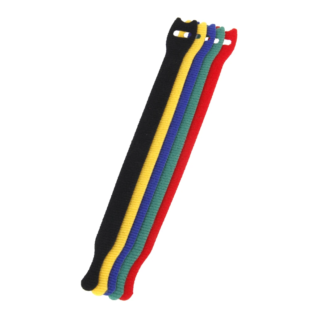 

5pcs Colored Reusable Hook & Loop Fastener Cable Cord Ties Tidy Straps Wraps